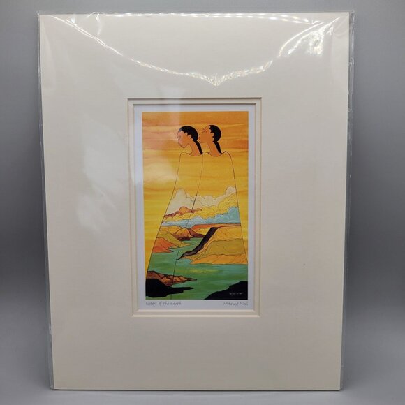 Sisters Of The Earth Print By Maxine Noel Sioux Name Ioyan Mani Matted Artwork - Picture 2 of 9